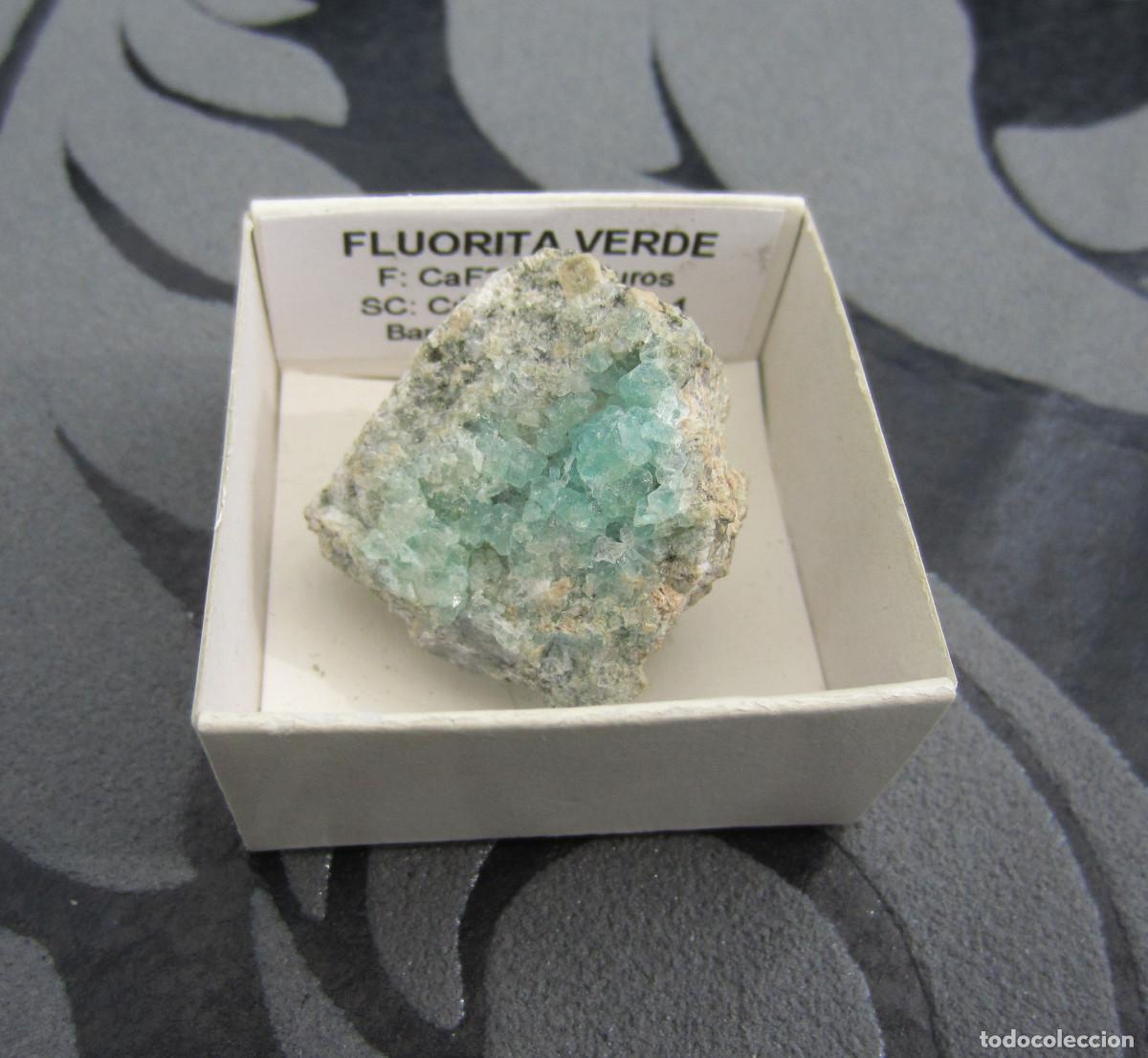 Coleccionismo de minerales: MINERAL FLUORITA VERDE MINERALES EN CAJA 4X4 CM