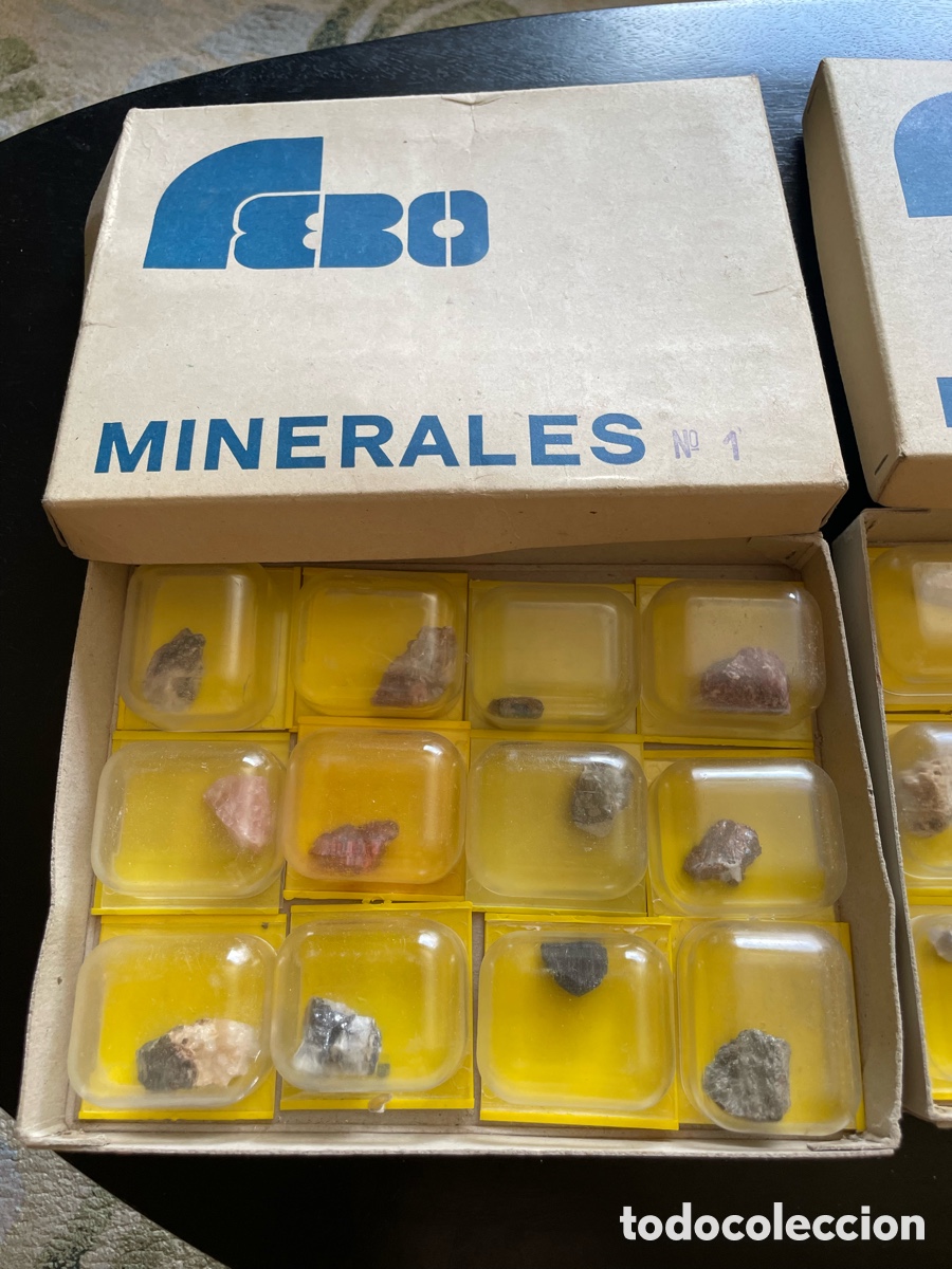 Coleccionismo de minerales: Colecci&oacute;n vintage de minerales Fabo en caja original