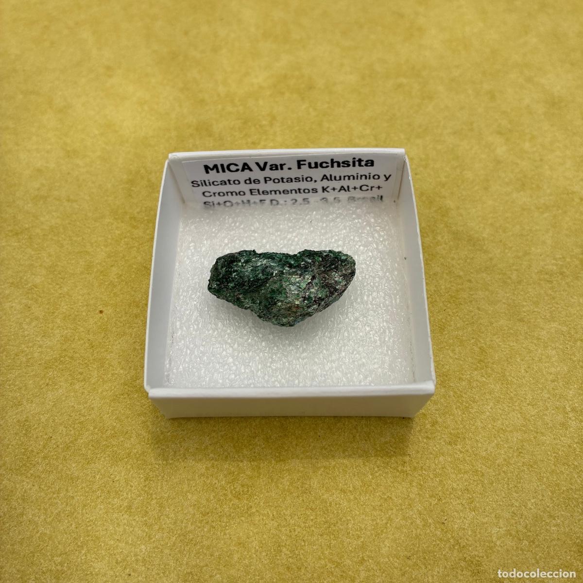 Coleccionismo de minerales: MINERAL MICA FUSCHITA MINERALES EN CAJAS DE 4x4CM