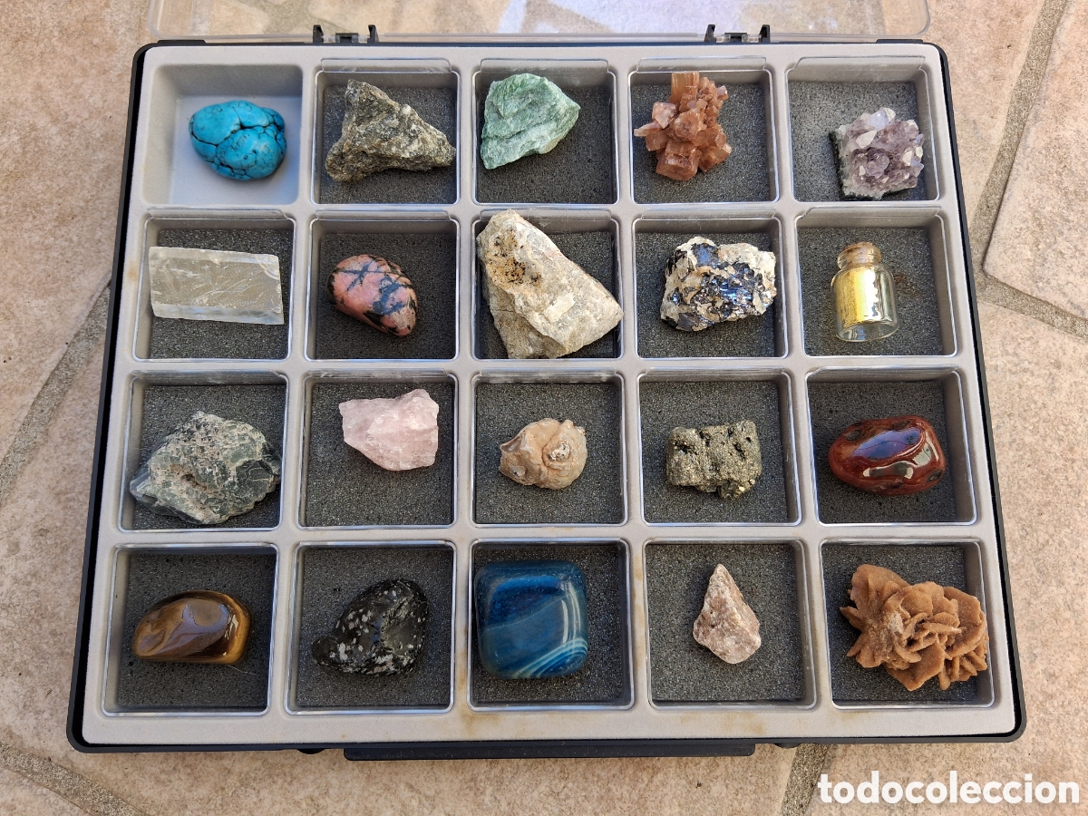 Coleccionismo de minerales: Caja metraquilato con minerales