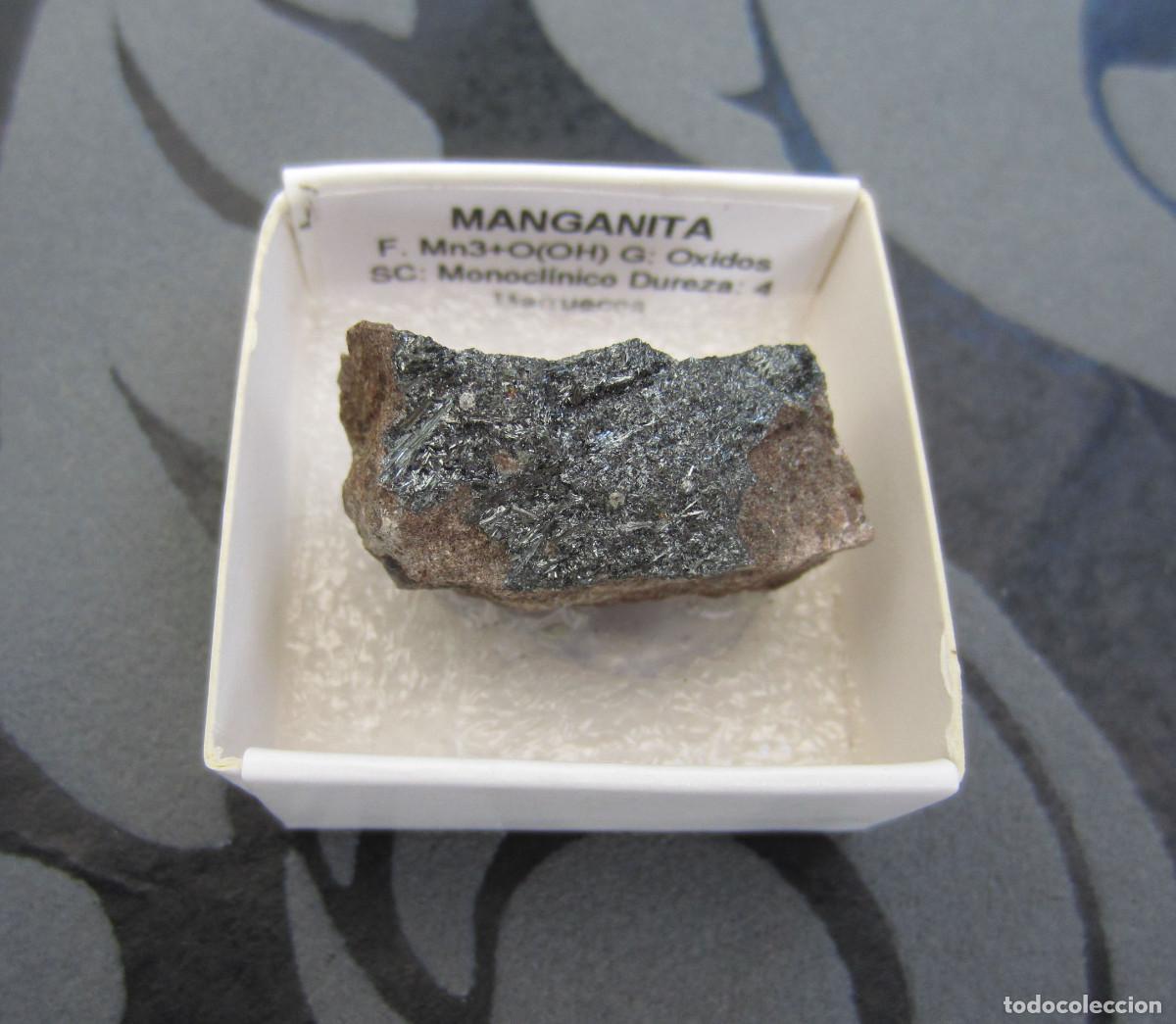 Coleccionismo de minerales: MINERAL MANGANITA MINERALES EN CAJA 4X4 CM