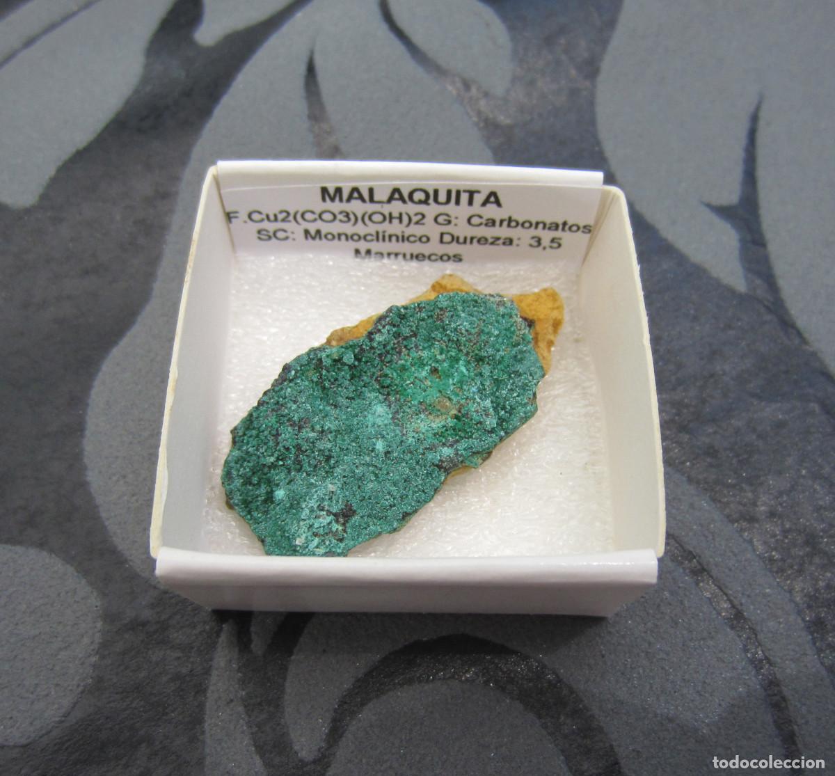 Coleccionismo de minerales: MINERAL MALAQUITA MINERALES EN CAJA 4X4 CM