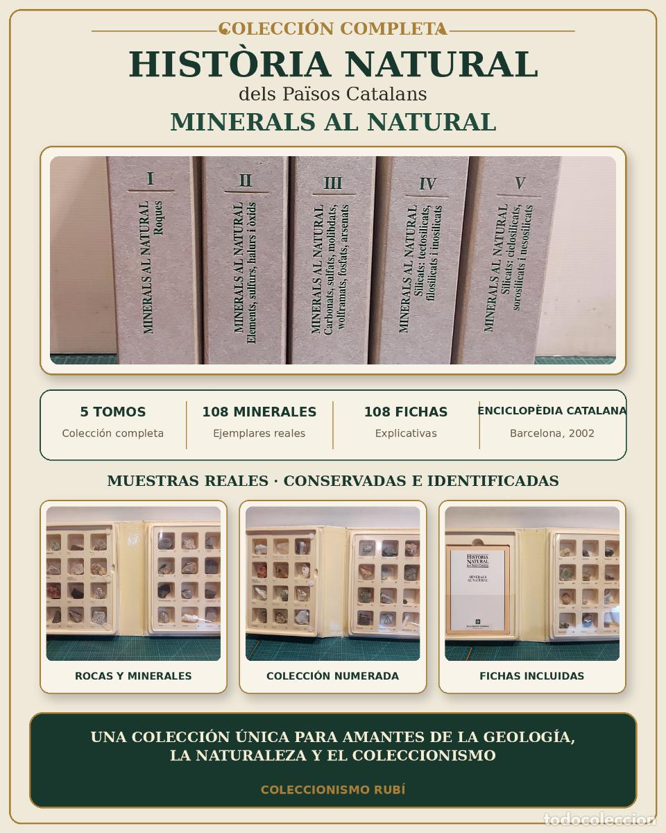 Coleccionismo de minerales: MINERALS AL NATURAL | COLECCI&Oacute;N COMPLETA 5 TOMOS | 108 MUESTRAS | 2002 | LEER