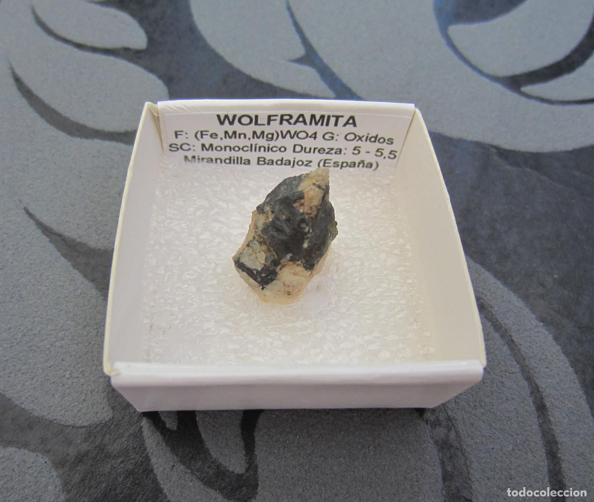 Coleccionismo de minerales: MINERAL WOLFRAMITA MINERALES EN CAJA 4X4 CM