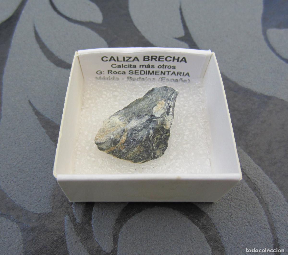 Coleccionismo de minerales: MINERAL ROCAS CALIZA BRECHA MINERALES EN CAJA 4X4 CM