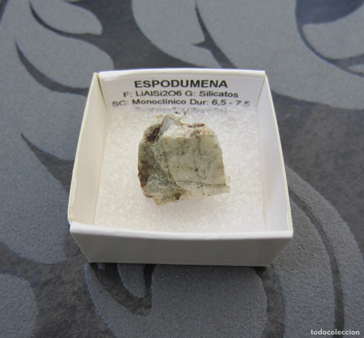 Coleccionismo de minerales: MINERAL ESPODUMENA MINERALES EN CAJA 4X4 CM