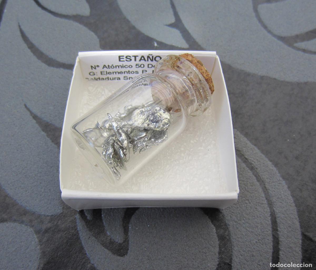 Coleccionismo de minerales: MINERAL ELEMENTOS ESTA&Ntilde;O MINERALES EN CAJA 4X4 CM
