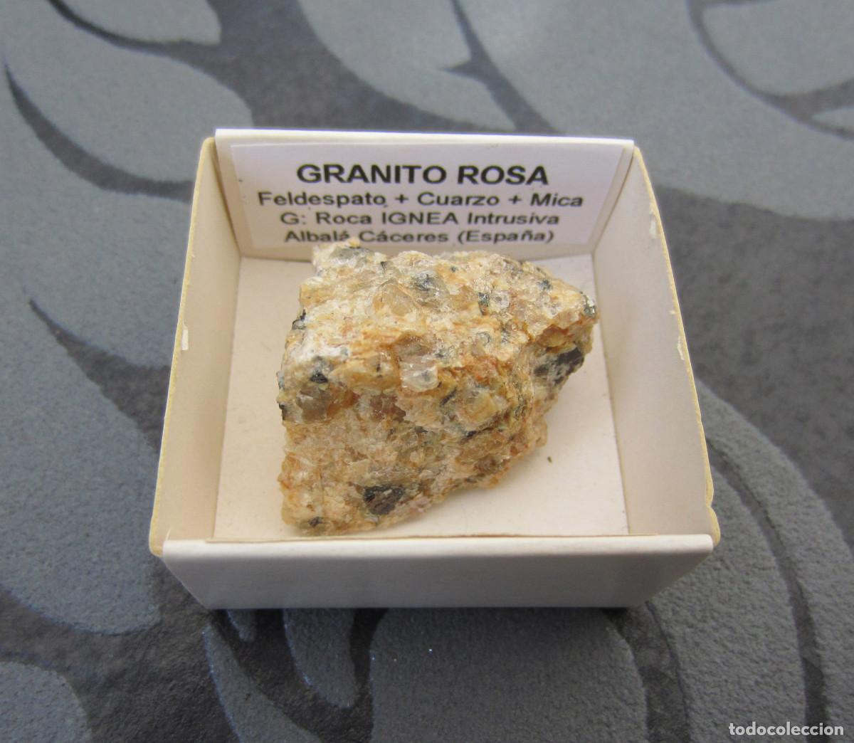 Coleccionismo de minerales: MINERAL ROCAS GRANITO ROSADO MINERALES EN CAJA 4X4 CM