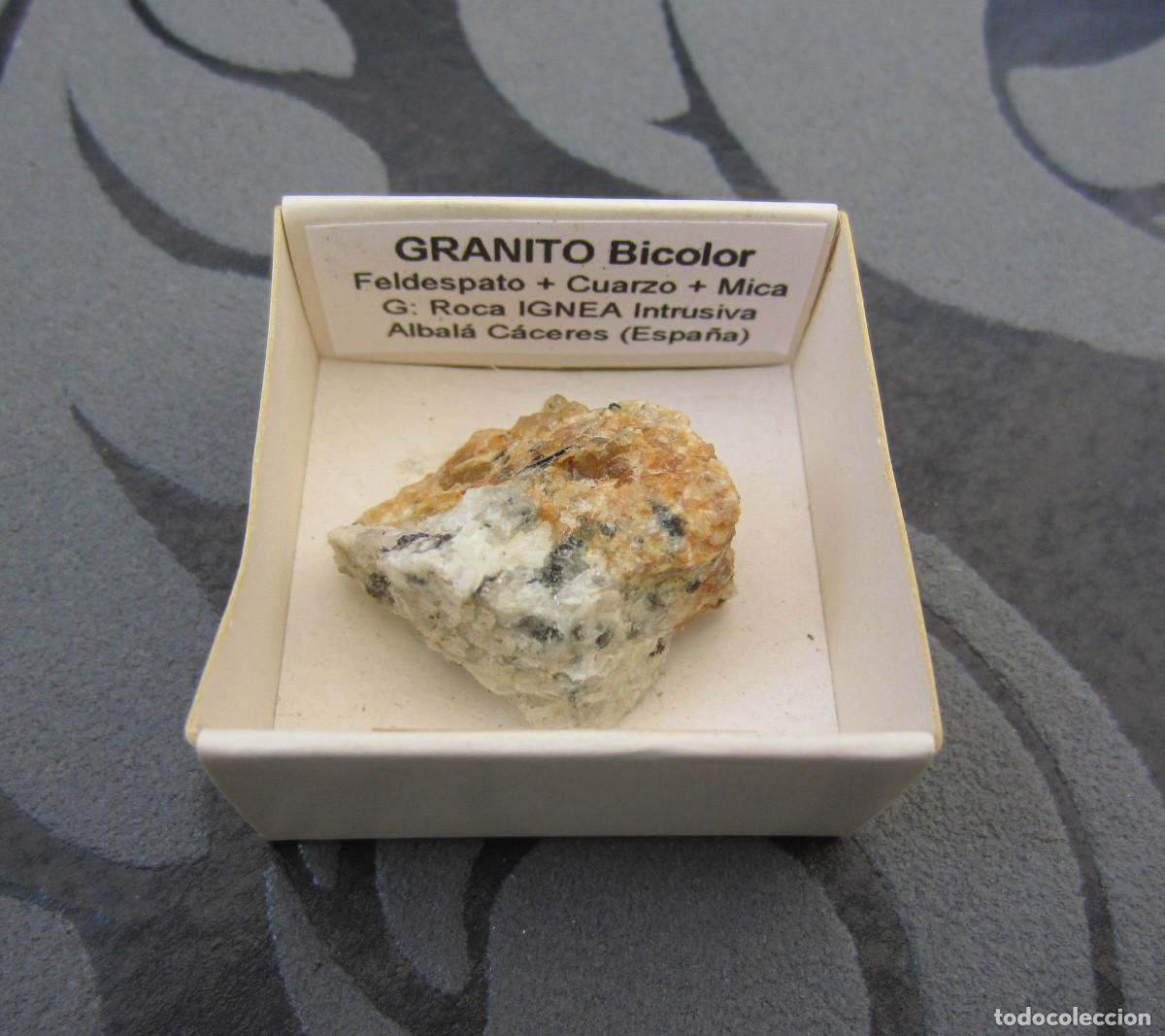 Coleccionismo de minerales: MINERAL ROCAS GRANITO BICOLOR MINERALES EN CAJA 4X4 CM