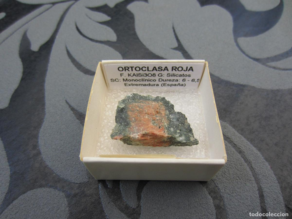 Coleccionismo de minerales: MINERAL ORTOCLASA ROJA MINERALES EN CAJA 4X4 CM