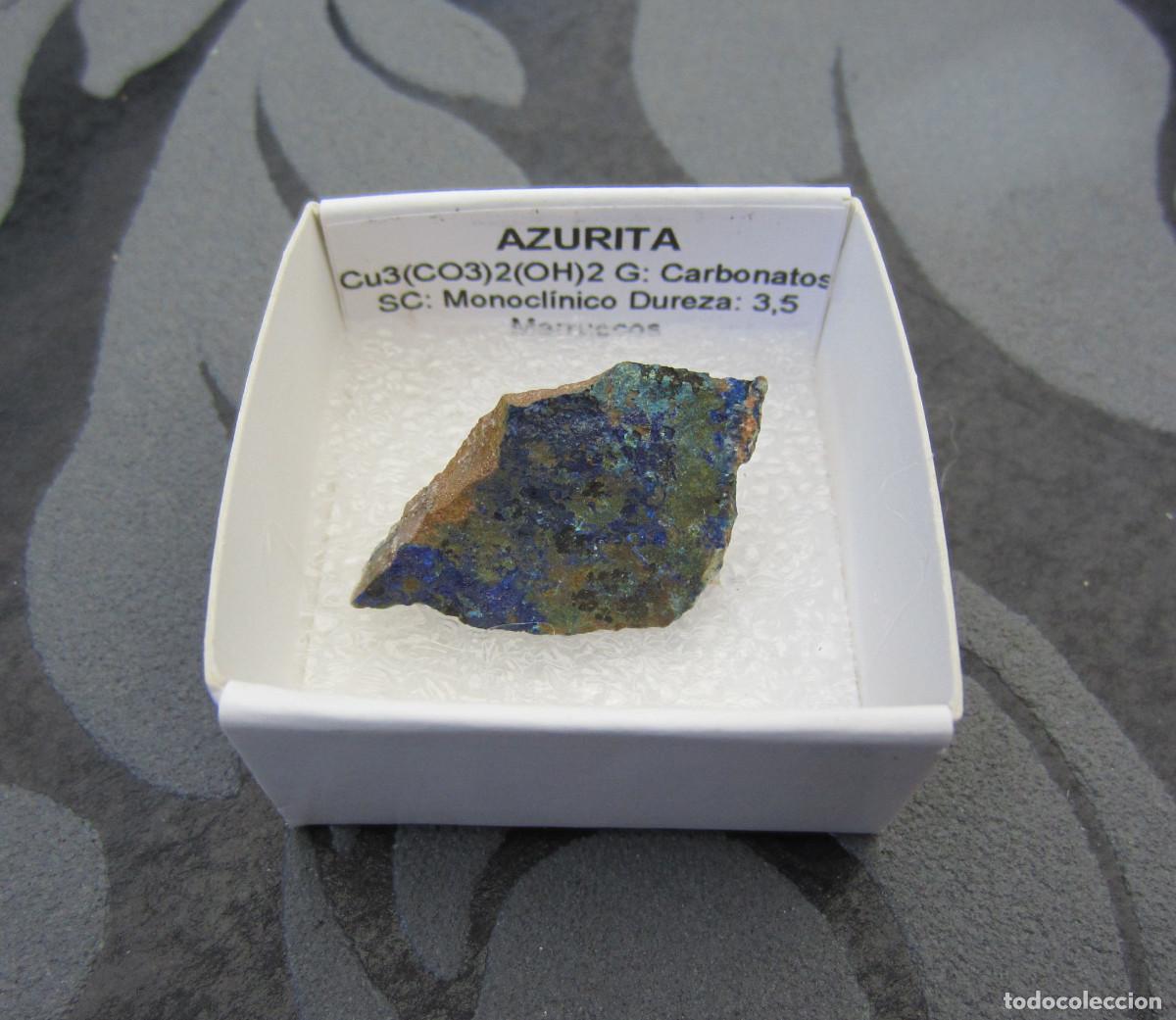 Coleccionismo de minerales: MINERAL AZURITA MINERALES EN CAJA 4X4 CM