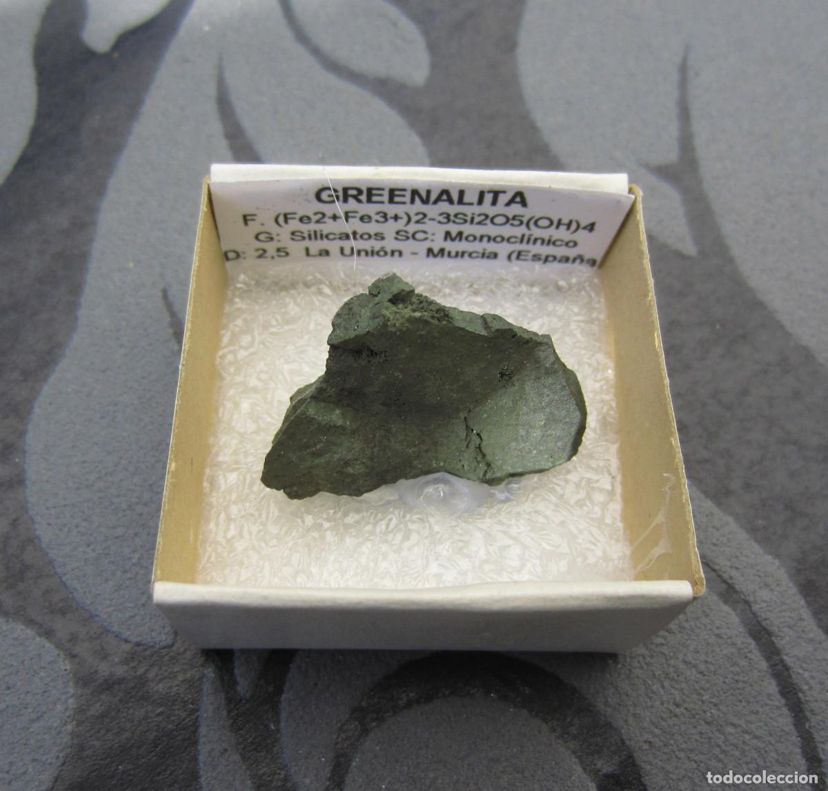 Coleccionismo de minerales: MINERAL GREENALITA MINERALES EN CAJA 4X4 CM
