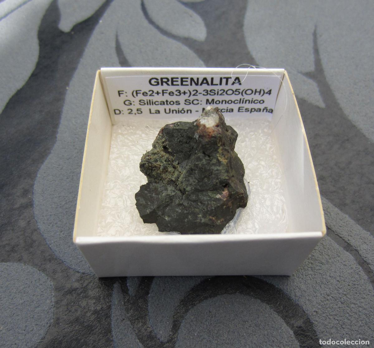 Coleccionismo de minerales: MINERAL GREENALITA MINERALES EN CAJA 4X4 CM