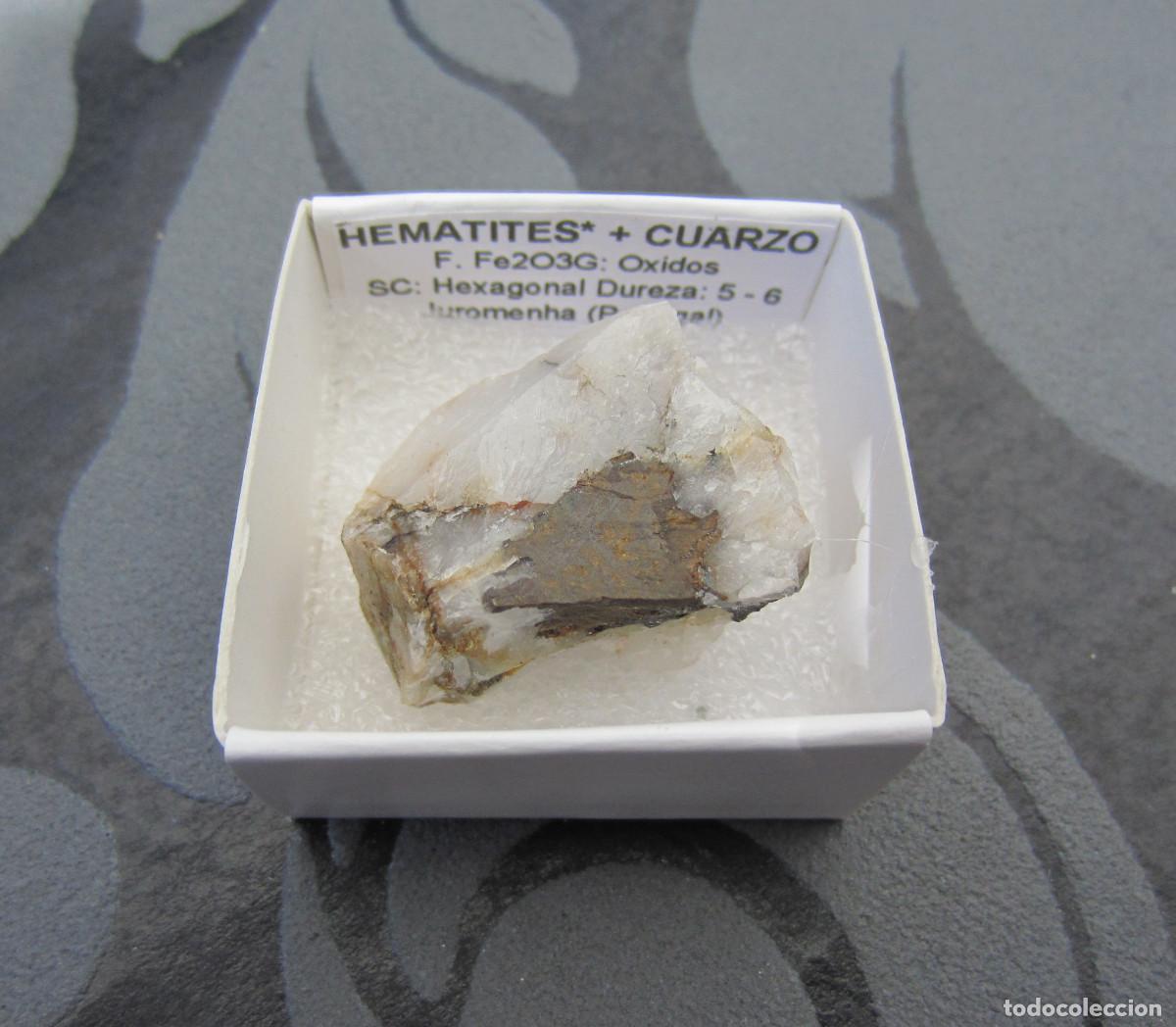 Coleccionismo de minerales: MINERAL HEMATITES Y CUARZO MINERALES EN CAJA 4X4 CM