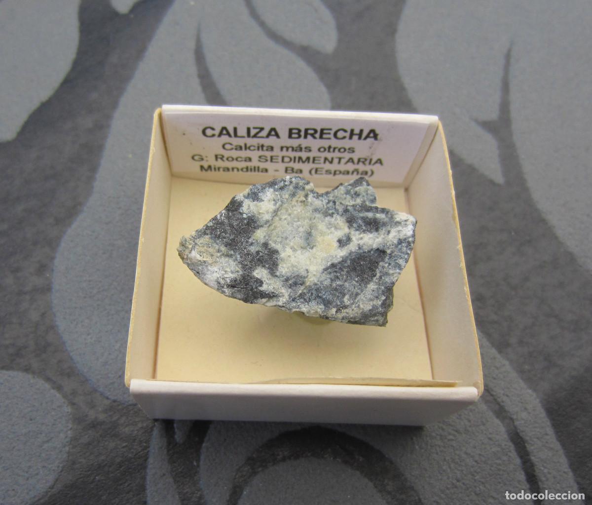Coleccionismo de minerales: MINERAL ROCAS CALIZA BRECHA MINERALES EN CAJA 4X4 CM