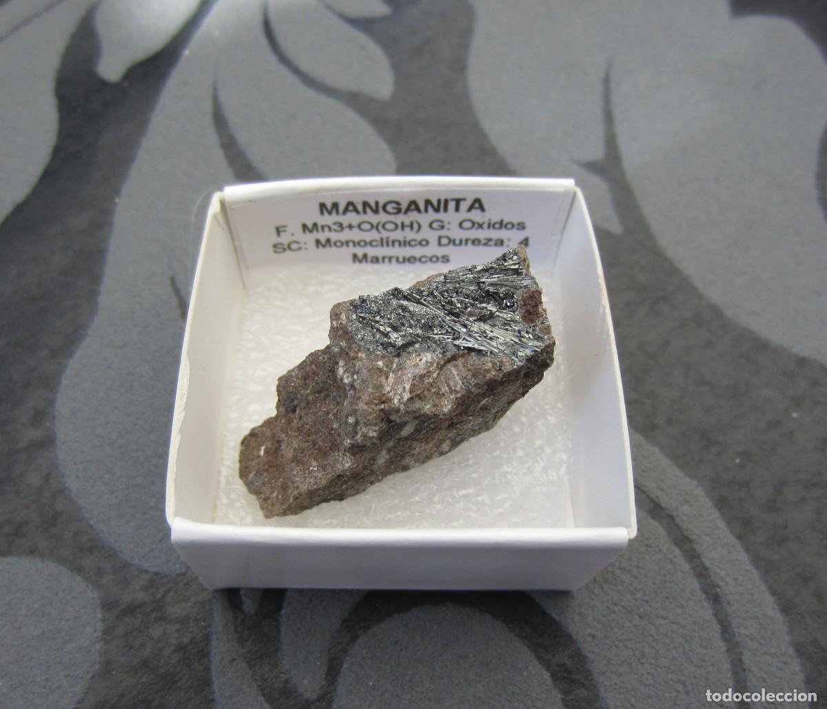 Coleccionismo de minerales: MINERAL MANGANITA MINERALES EN CAJA 4X4 CM