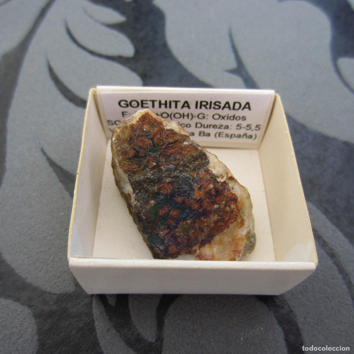 Coleccionismo de minerales: MINERAL GOETHITA IRISADA MINERALES EN CAJA 4X4 CM