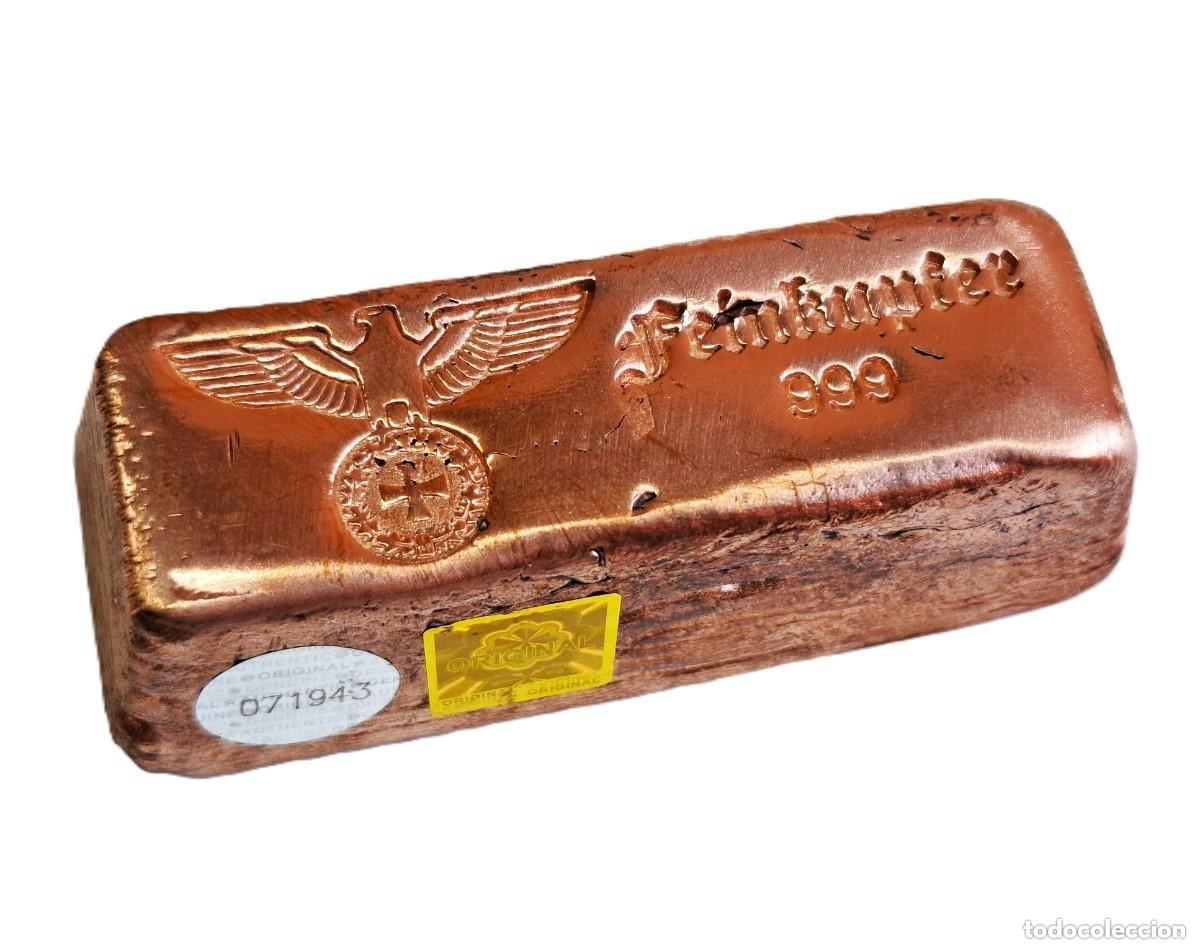 Colecionismo de minerais: LINGOTE DE COBRE FUNDIDO MACIZO DE 508.O2.KG - GRABADO RELIEVE &ldquo;Feinkupfer 999&rdquo; AGUILA ALEMANIA
