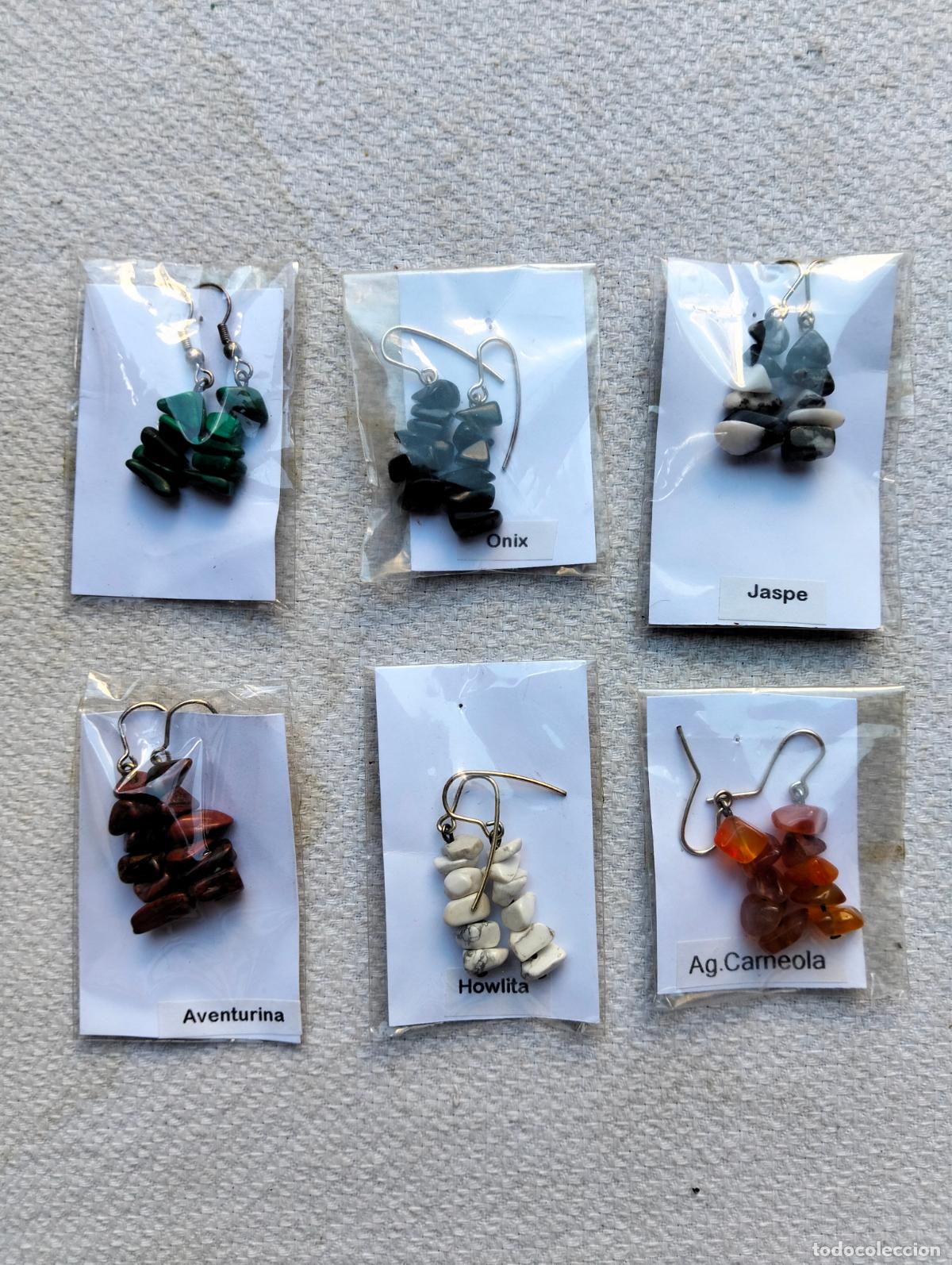 Colecionismo de minerais: Lote collares con piedra mineral natural mineralog&iacute;a energ&iacute;a jaspe onix howlita aventurina carneola