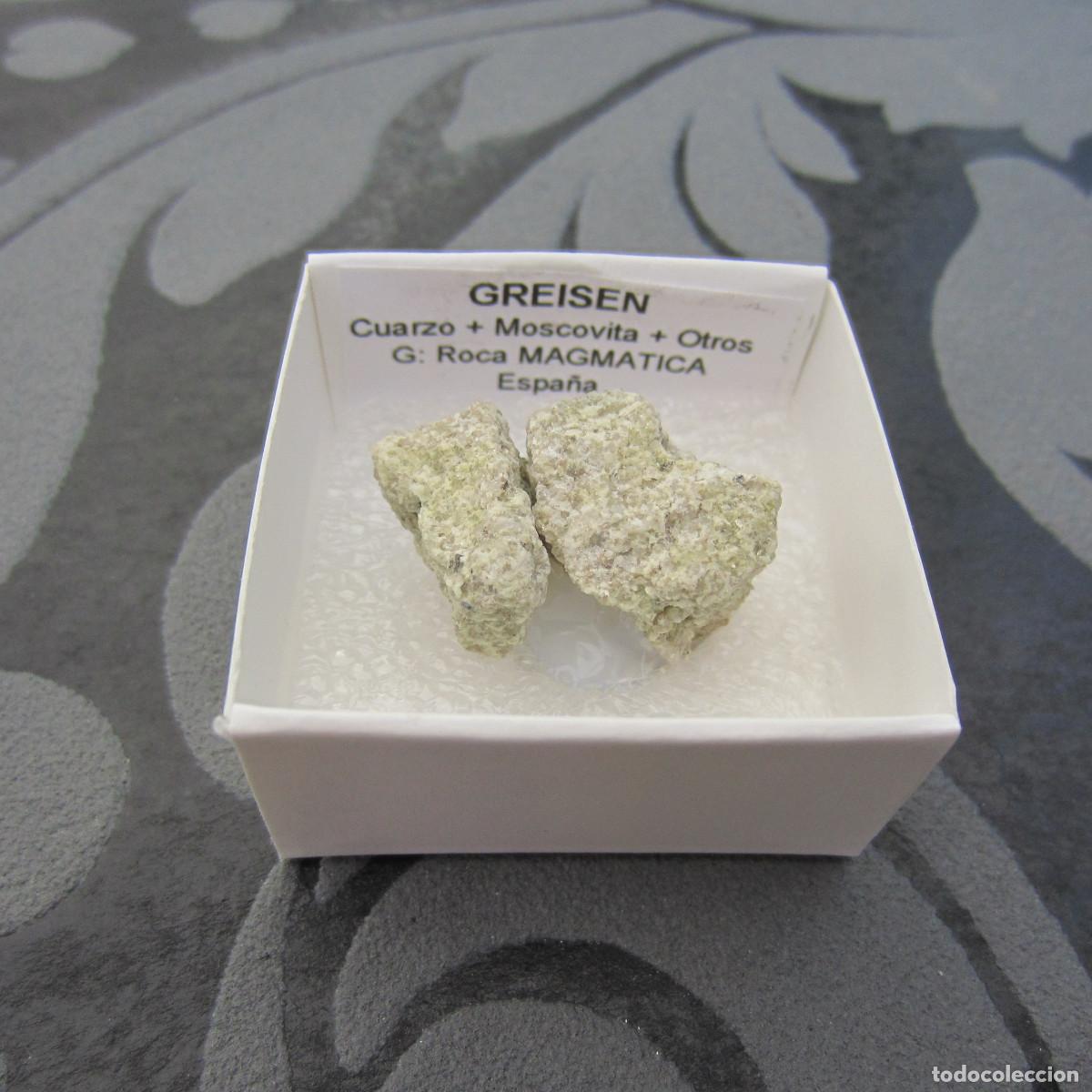 Coleccionismo de minerales: MINERAL ROCAS GREISEN MINERALES EN CAJA 4X4 CM