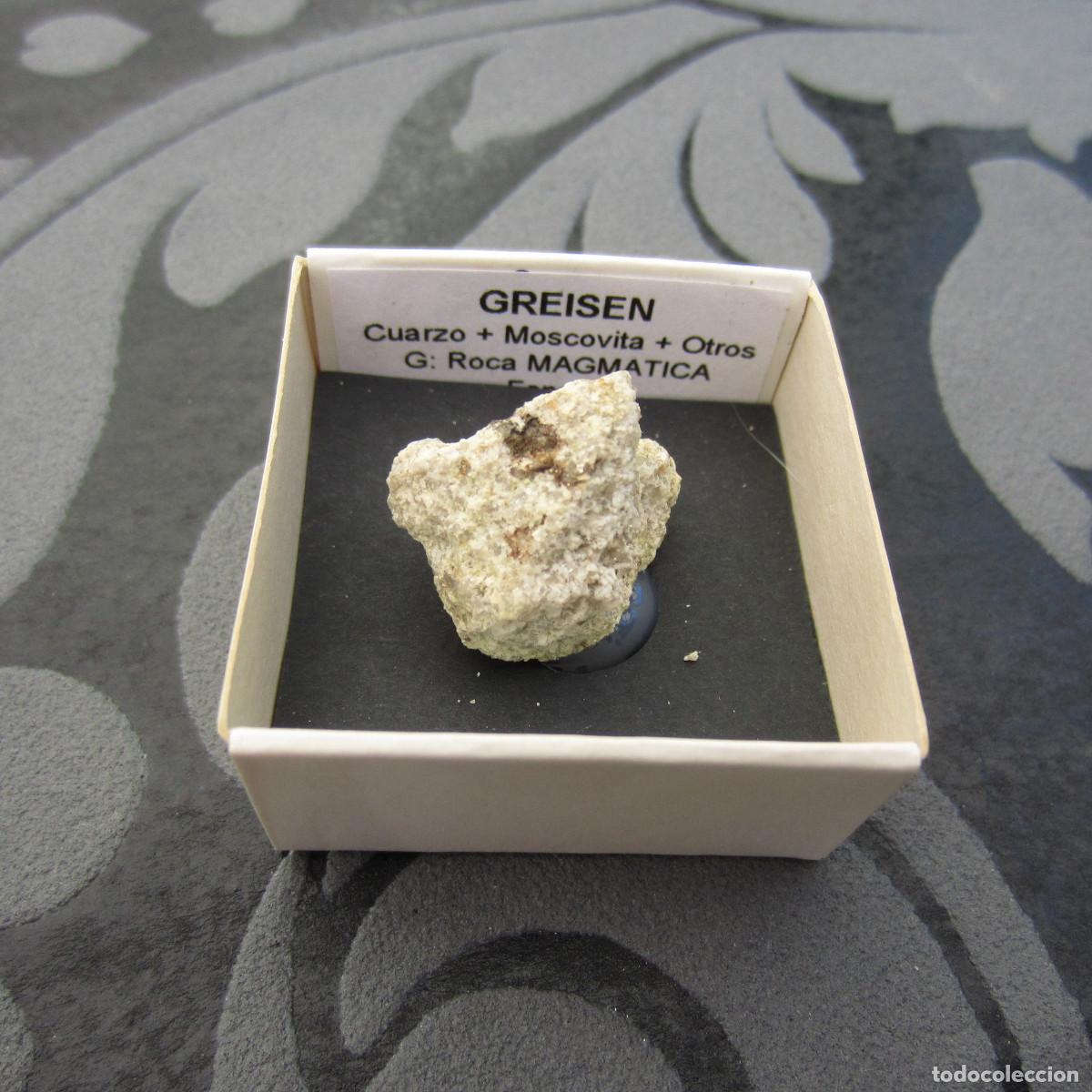 Coleccionismo de minerales: MINERAL ROCAS GREISEN MINERALES EN CAJA 4X4 CM