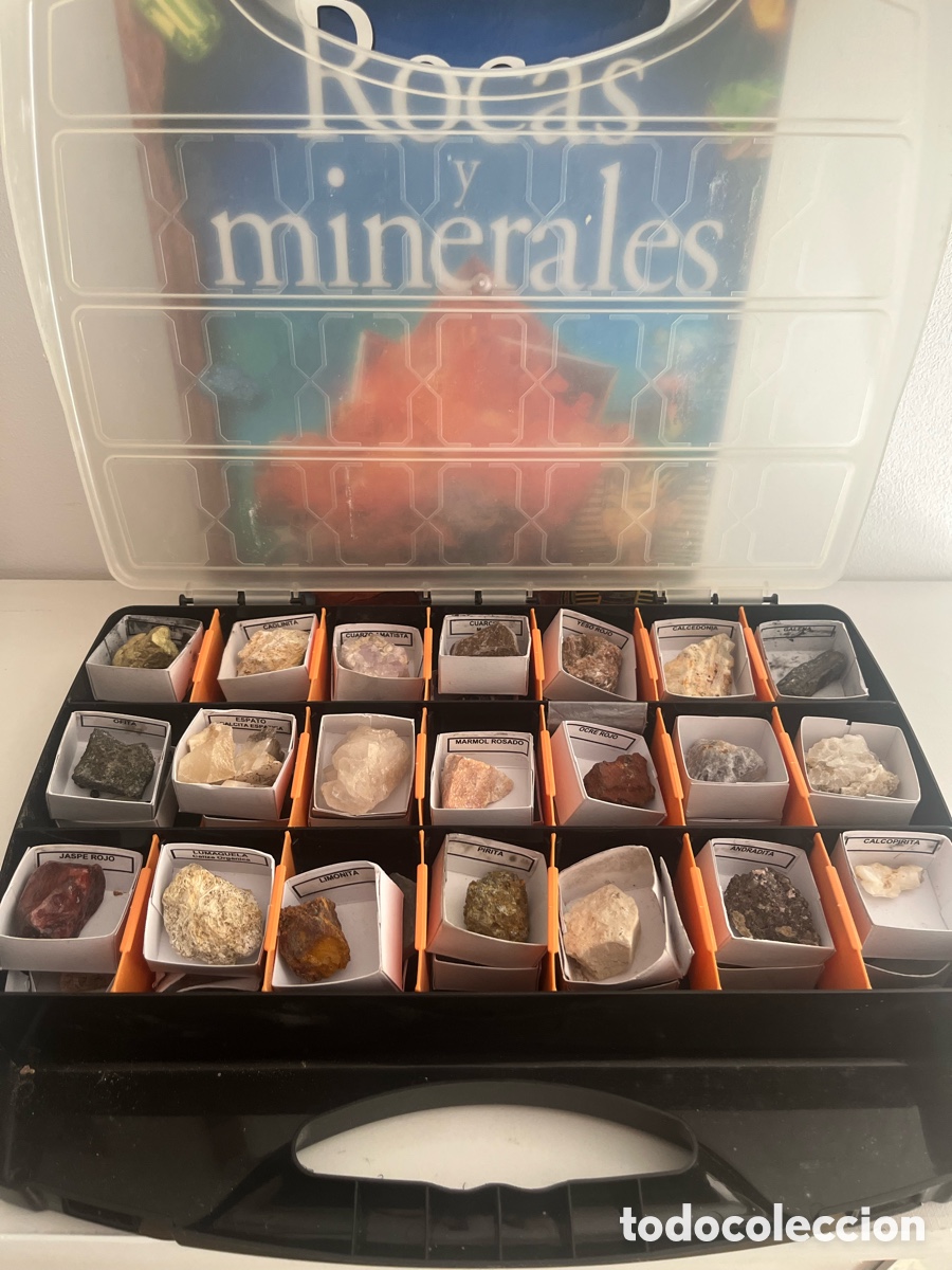 Coleccionismo de minerales: Colecci&oacute;n de 42 minerales con libro