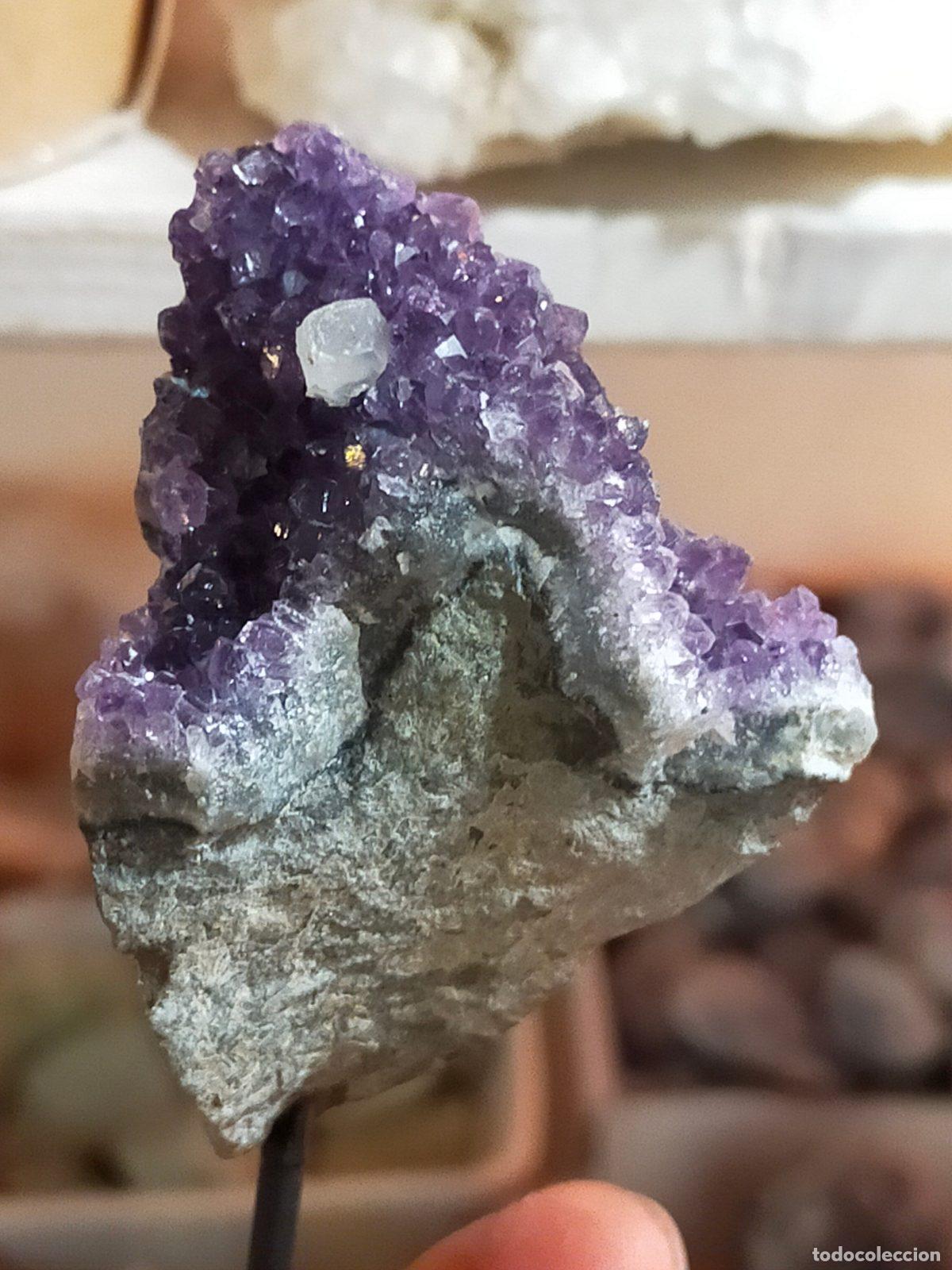 Coleccionismo de minerales: Geode di Ametista e Calcite Viola - Cristallo Naturale da Arredo Olistico