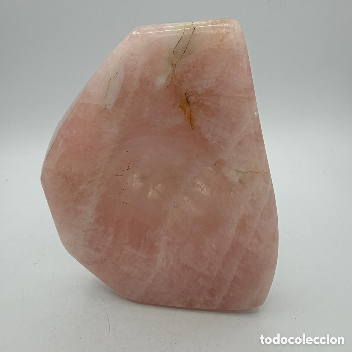 Sammlung von Mineralien: Vaciabolsillos o cenicero tama&ntilde;o grande de cuarzo rosa, a&ntilde;os 70