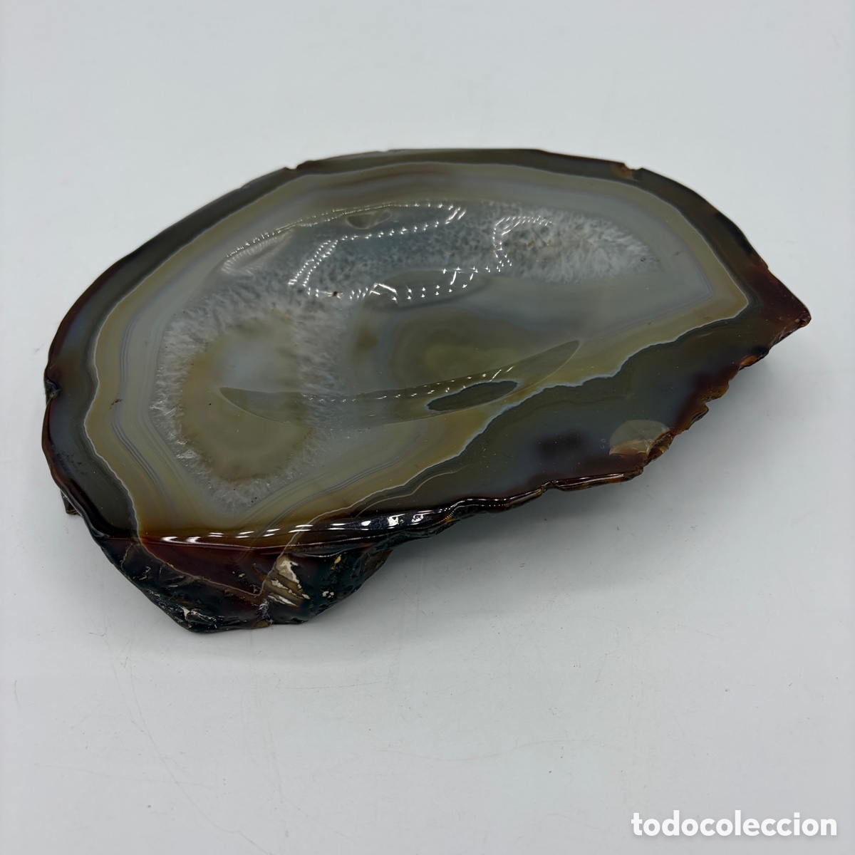 Sammlung von Mineralien: vaciabolsillos o cenicero a&ntilde;os 70 de &aacute;gata natural, 19x14