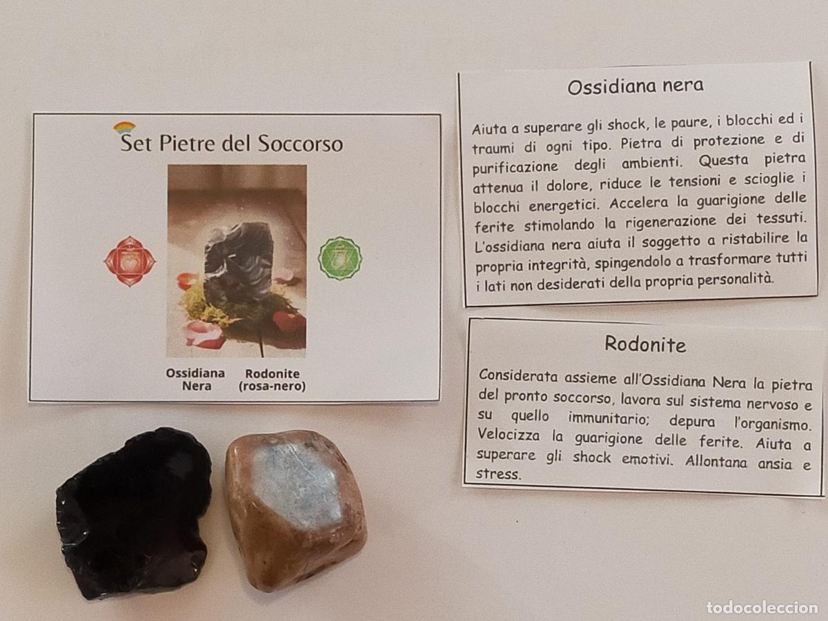 Mineral collecting: Set Pietre del Soccorso emozionale in Ossidiana e Rodonite - Cristalli Naturali Nero e Rosa