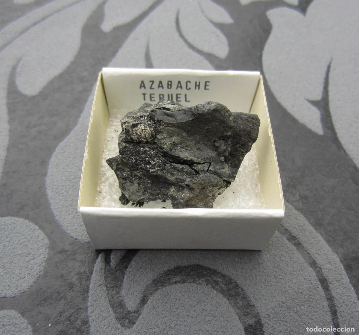 Coleccionismo de minerales: MINERAL AZABACHE MINERALES EN CAJA 4X4 CM
