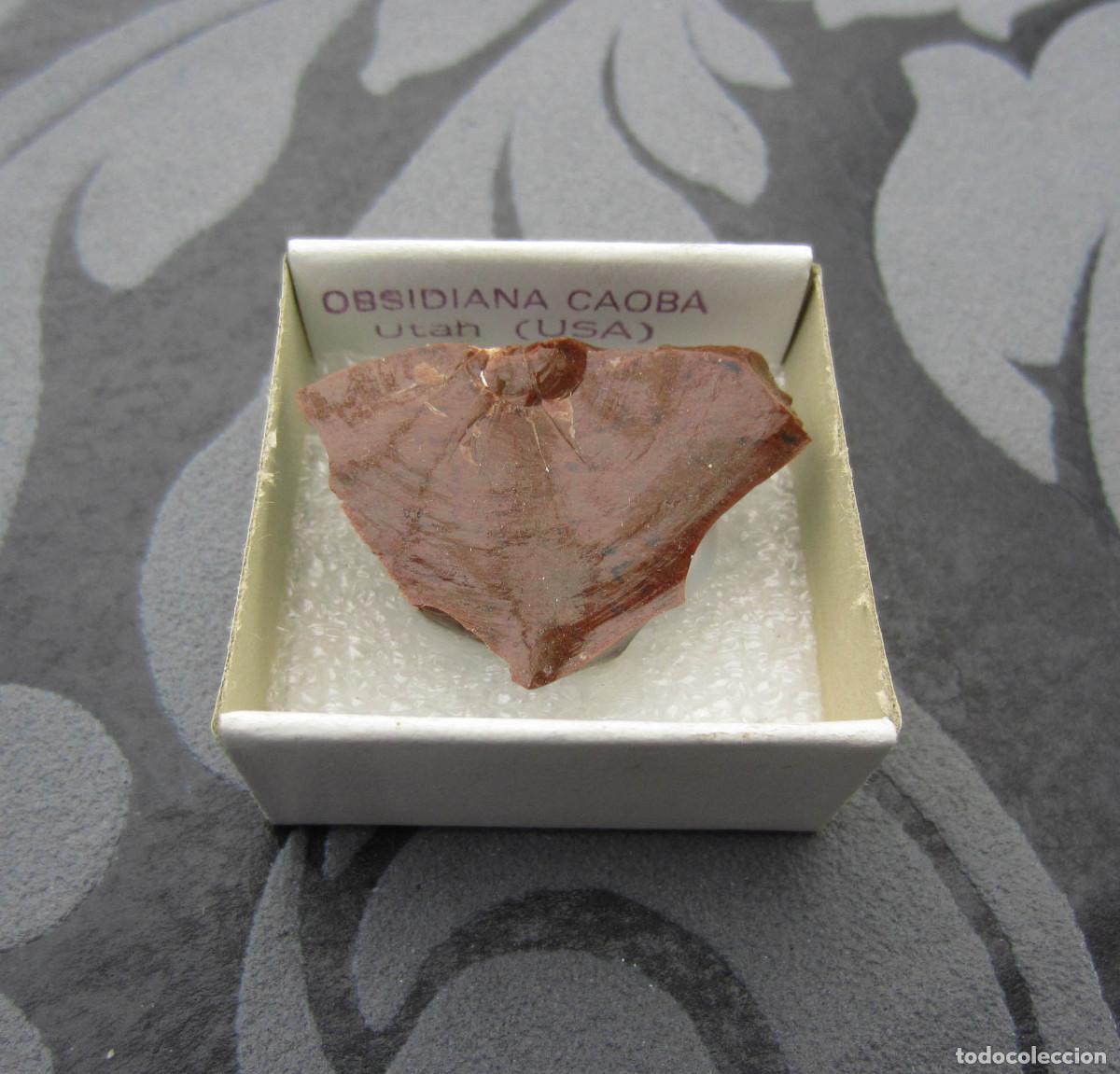 Coleccionismo de minerales: MINERAL ROCAS OBSIDIANA CAOBA MINERALES EN CAJA 4X4 CM