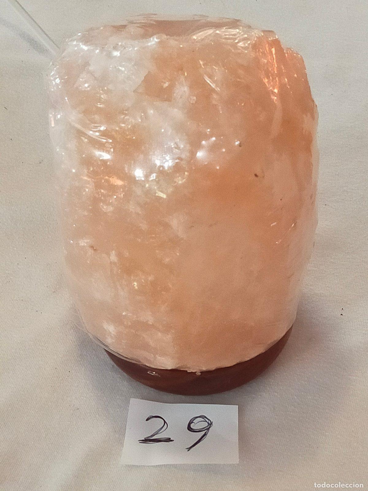 Coleccionismo de minerales: Lampada di Sale Rosa dell'Himalaya Naturale con Base in Legno