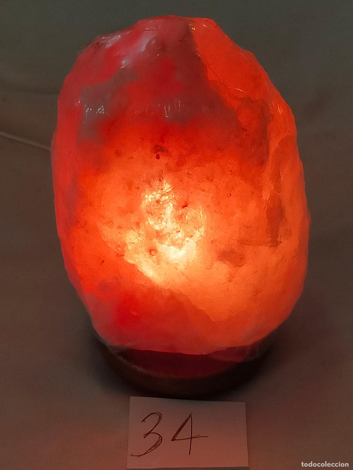 Coleccionismo de minerales: Lampada di Sale Rosa dell'Himalaya - Cristallo Naturale Scultoreo su Base in Legno
