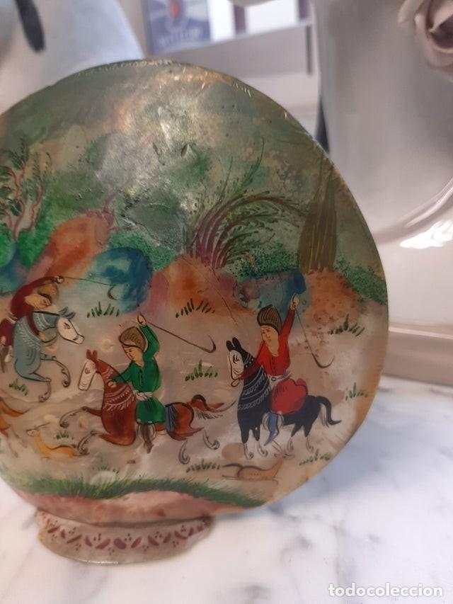 Coleccionismo de moluscos: Concha nacar pintada a mano hindu - Foto 4