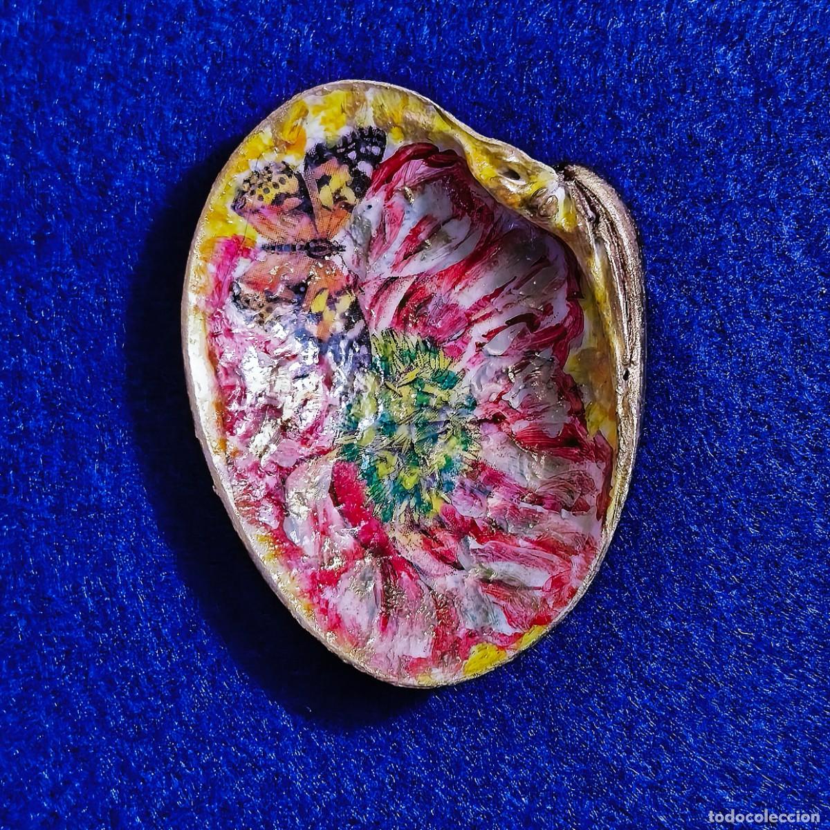 Coleccionismo de moluscos: CONCHA PINTADA A MANO. MED. 9 X 8 CMS - Foto 5