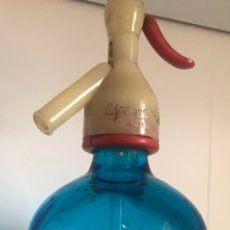 Coleccionismo Otros Botellas y Bebidas: ANTIGUO SIFON CRISTAL AZUL LA BOHEMIA - VILA Y MOGA DE SABADELL (BARCELONA). Lote 234128785