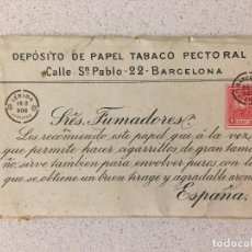 Papel de fumar: ANTIGUO LIBRILLO DE PAPELDE FUMAR - DEPOSITO DE PAPEL TABACO PECTORAL 1902- Nº 2 - COMPLETO. Lote 323171423