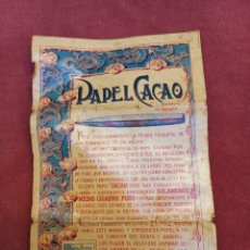 Papel de fumar: CUPÓN DE PAPEL CACAO - PAPEL DE FUMAR - NAVIDAD 1910. Lote 333462198