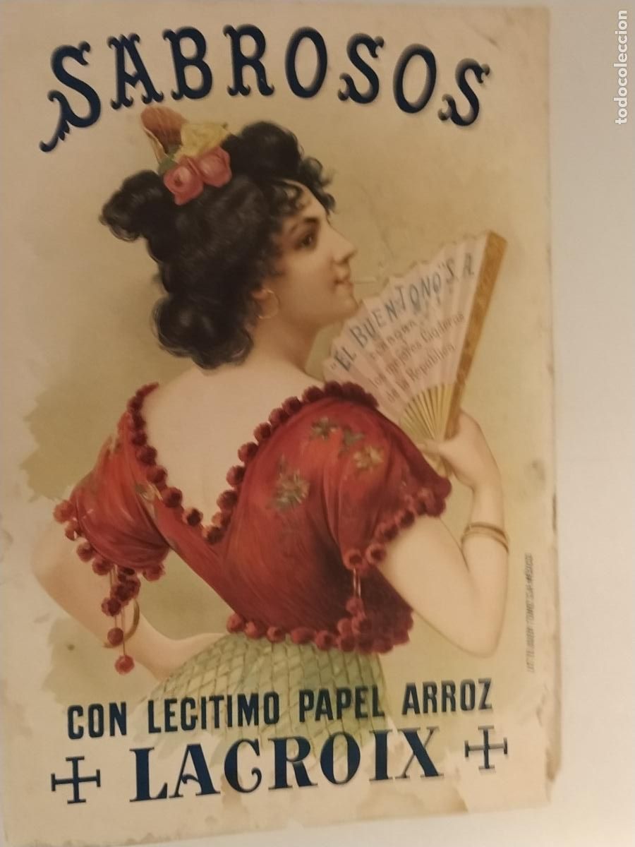 Papel de fumar: PAPEL DE FUMAR LACROIX - SABROSOS PAPEL DE ARROZ - CARTEL ANTIGUO - PUBLICIDAD -VER FOTOS