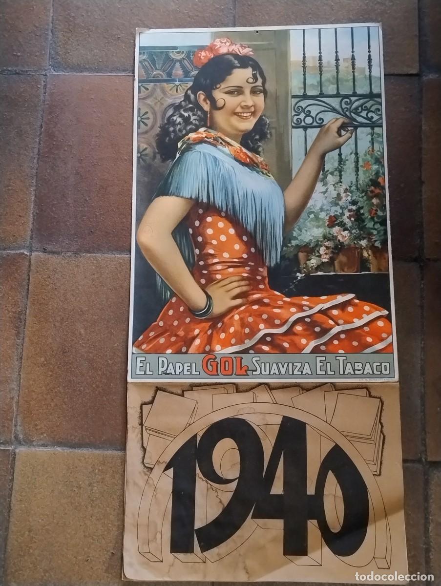 Papier &agrave; rouler: Calendario original 1940. Papel de fumar gol. Medidas: 70 x 33 cm. LIt. S. Duran. Andaluza.