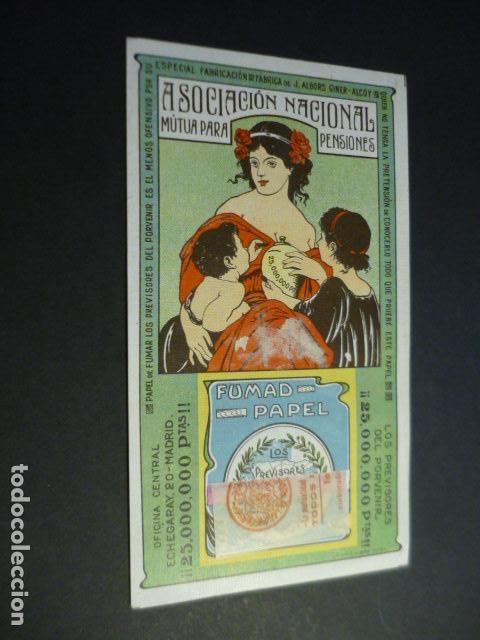 Papel de fumar: TARJETA PAPEL DE FUMAR LOS PREVISORES DEL PORVENIR J. ALBORS GINER ALCOY ALICANTE 9,5 X 16 CM