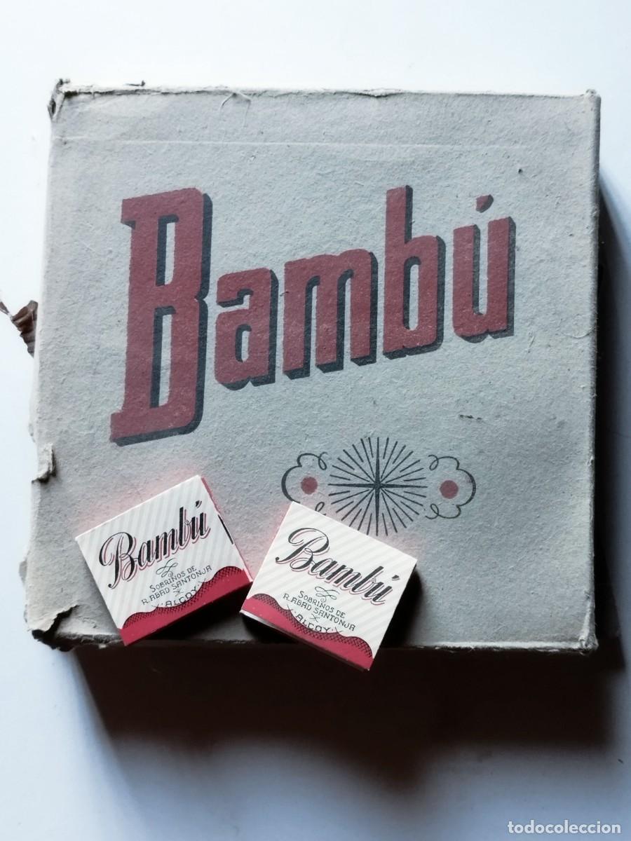 Papel de fumar: CAJA CON 100 LIBRILLOS DE PAPEL DE FUMAR BAMBU a&ntilde;os 1930,s Alcoy PEDIDO MINIMO 5&euro;