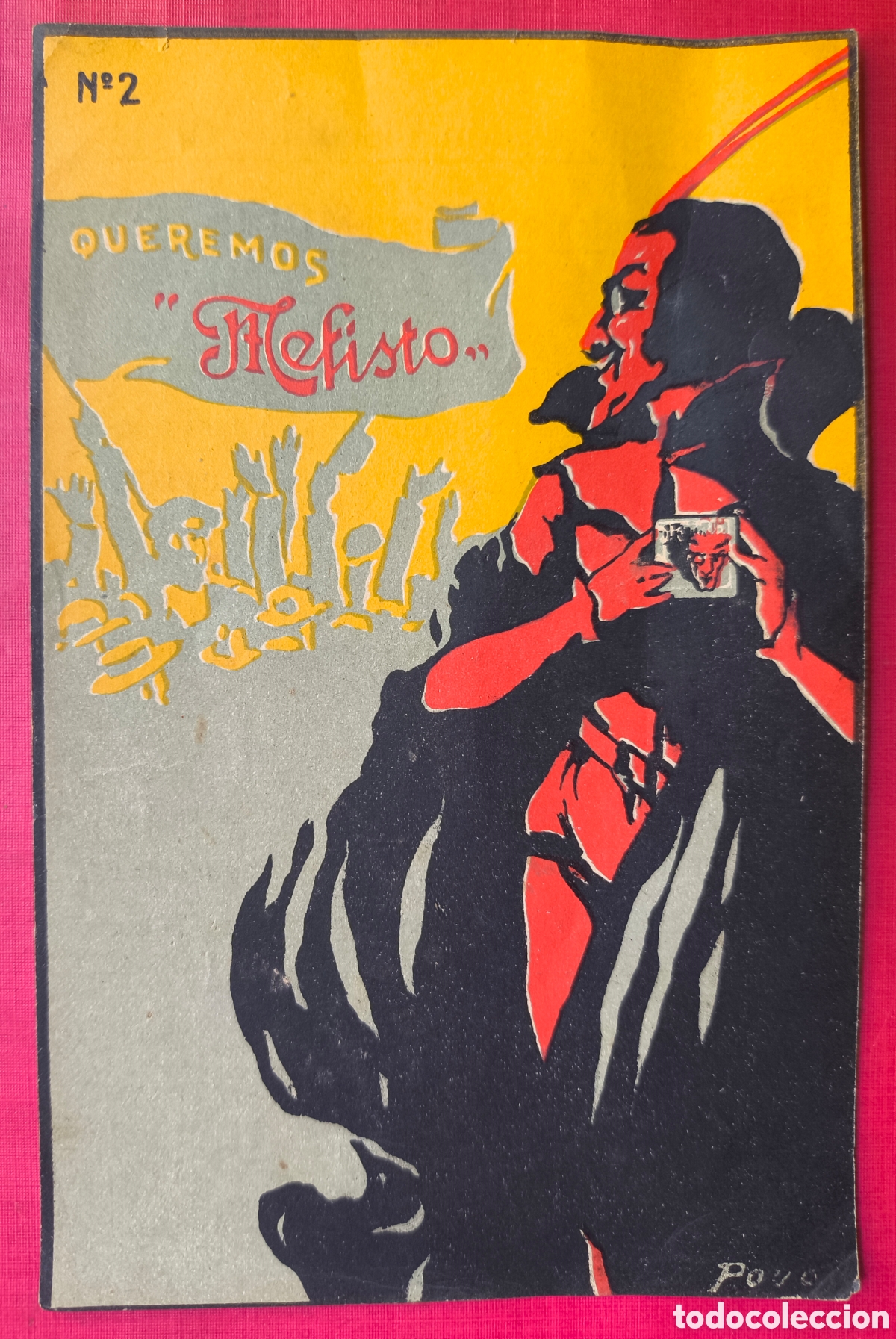 Papel de fumar: MEFISTO PAPEL DE FUMAR PUBLICIDAD FOLLETO ILUSTRADOR F. POVOLITOGRAFIA J. PALLAR&Egrave;S VALENCIA C. 1920