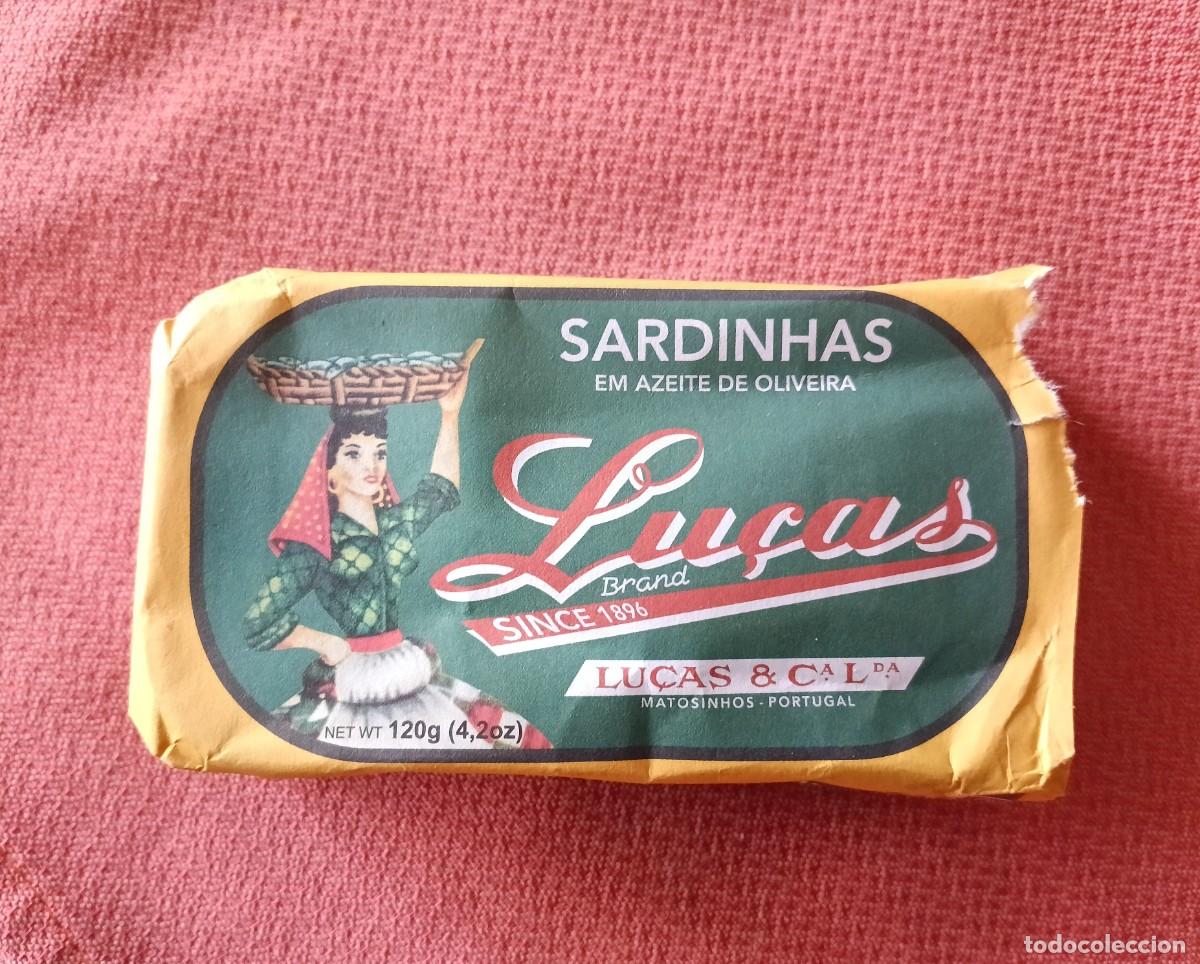 Papel de fumar: Bonito Papel envoltura de lata de conservas Lucas. Matosinhos. Portugal