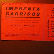 Coleccionismo Papel secante: IMPRENTA GARRIGOS *BARCELONA*. Lote 4047967