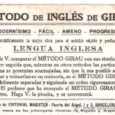 Coleccionismo Papel secante: EDITORIAL MAGISTER *BARCELONA* METODO DE INGLES DE GIRAU. Lote 11752427
