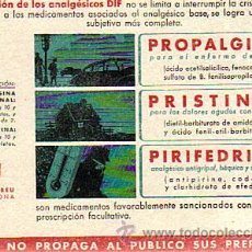 Coleccionismo Papel secante: SECANTE ANALGESICOS DIF PROPALGINA-PRISTINAL-PIRIFEDRINA - DR.ANDREU BARCELONA - AÑOS 30/40