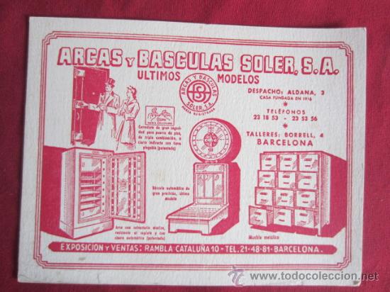 Coleccionismo papel secante: PAPEL SECANTE - ARCAS Y BASCULAS SOLER, S.A - Foto 1