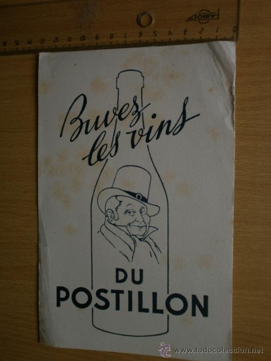 Coleccionismo papel secante: PAPEL SECANTE. VINS DU POSTILLON. - Foto 2